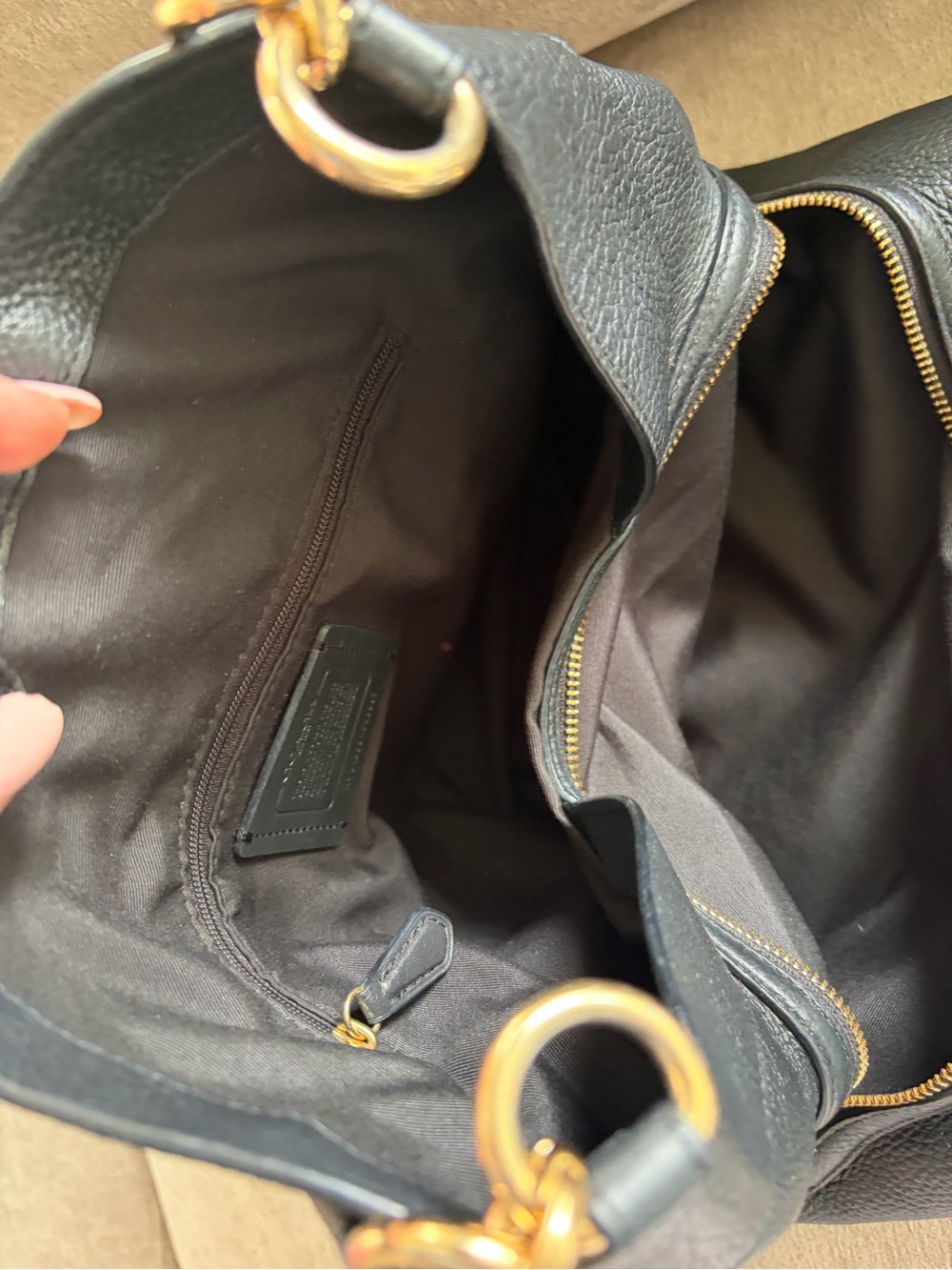 Coach Lexy Black Leather Shoulder Bag with Gold Hardware - Picture 14 of 16